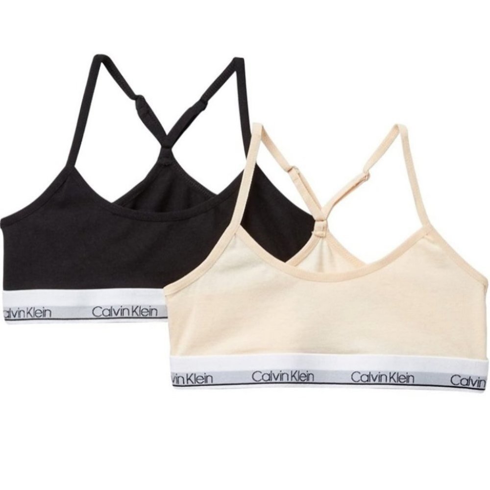 NWT Calvin Klein 2Pack Logo Cotton‎ Stretch Bralette Size Small Bras Purple Blue